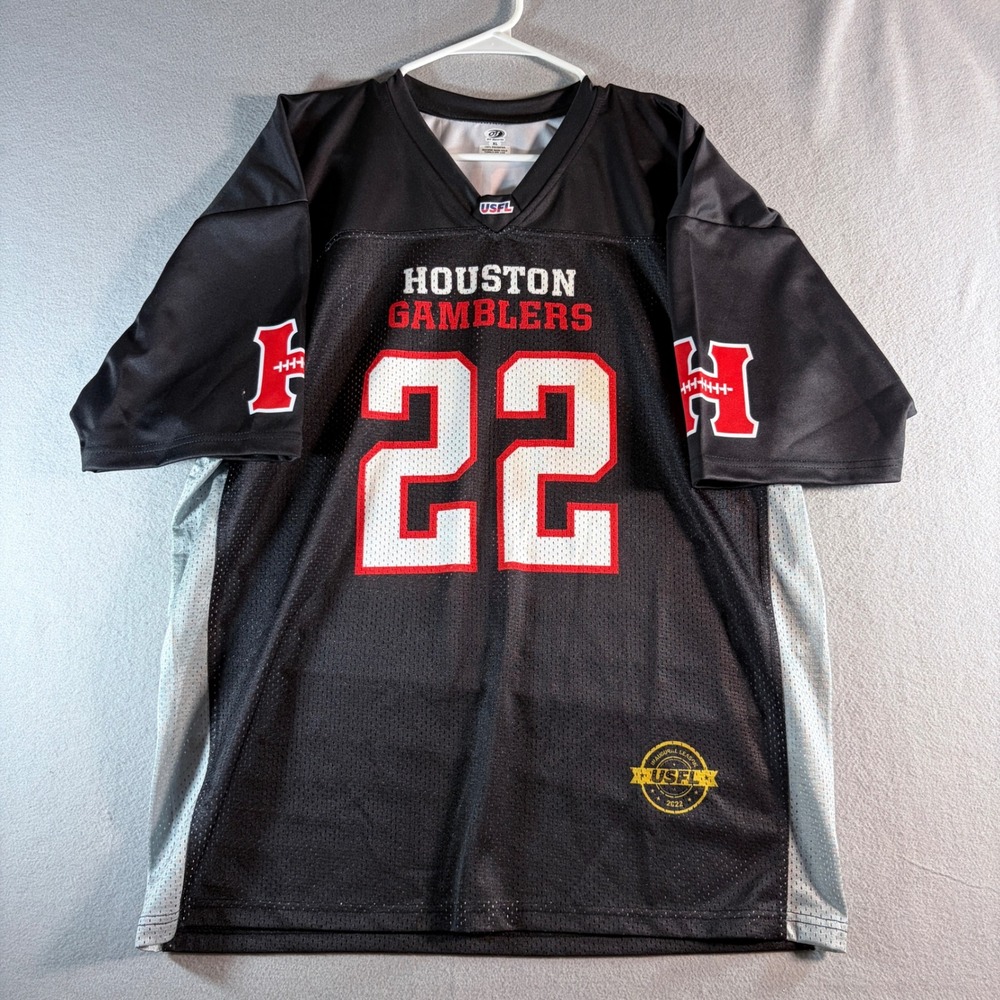 OT Sports USFL Houston Gamblers 2022 Inaugural Season Jersey Mens XL Black #22